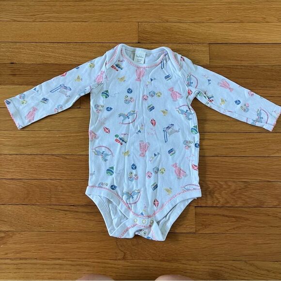 Baby Boden Mini Pink Yellow Stripes Floral Cotton Long Sleeve Bodysuits 18-24 - Picture 7 of 16
